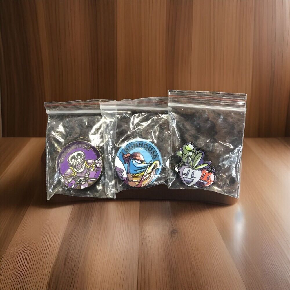 Gunhouse Enamel Pin Lot Limited Run Games LRG Skull Video Game Collectible 3 Set